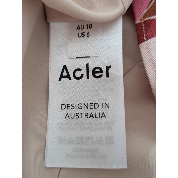 Acler Coleman Mini Dress Pink Wandering Floral Sz 6 Cowl Neck Long Sleeve Flared - Picture 9 of 11